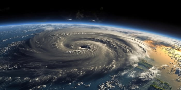 Hurricane of storm tropical cyclone natural disaster, photo