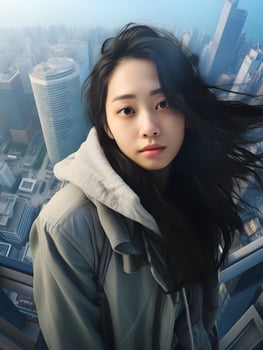 Beautiful young Asian woman portrait, cute girl wallpaper background photo, photo