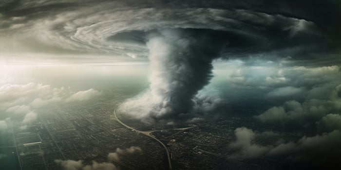 Hurricane of storm tropical cyclone natural disaster, photo