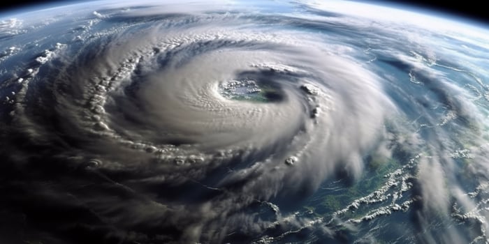 Hurricane of storm tropical cyclone natural disaster, photo