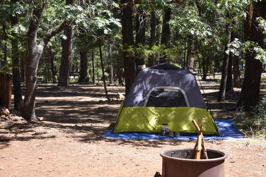 Camping in tent in campground photo