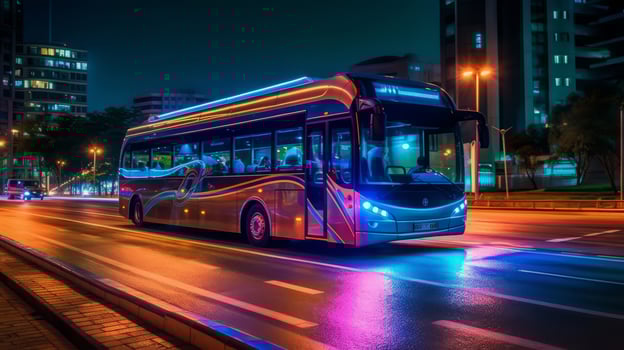 Bus of a beautiful Transportation with futuristic design. . photo