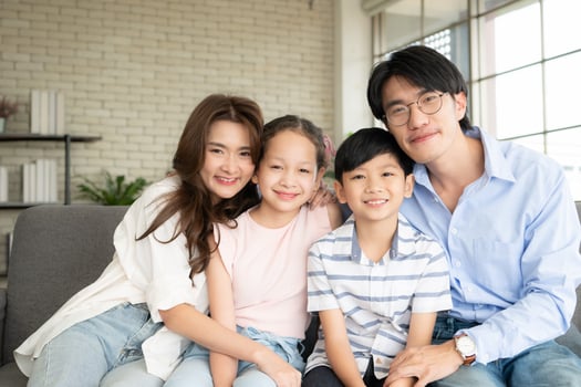 A boy and a daughter from an asian family. photo