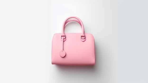 Photo of Cute pink leather female bag isolated on white background