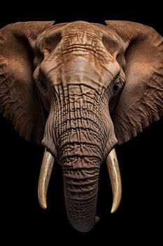 Photo of Elephant on black background.