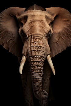 Photo of Elephant on black background.