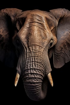 Photo of Elephant on black background.