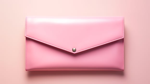 Photo of Minimalist pink clutch isolated on white background
