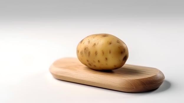 Photo of Potatoe isolated on wooden board isolated on white background