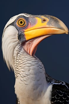 Photo of Yellow-Billed Hornbill on black background.