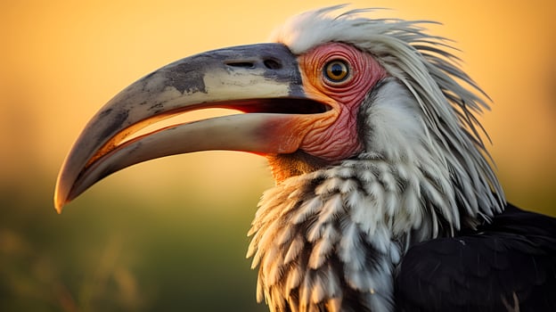 Photo of Yellow-Billed Hornbill on black background.