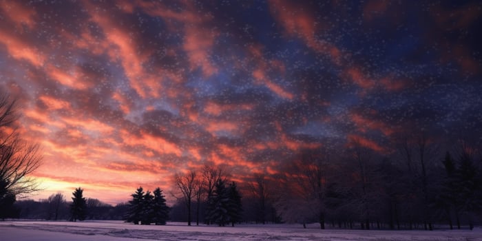 Winter sky landscape background, photo