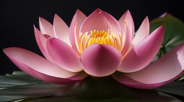 Beautiful pink waterlily or lotus flower in pond photo