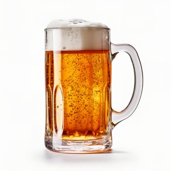 Glass Mug with Beer on White Backgroud photo