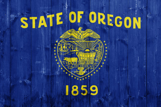 Flag of USA state Oregon on a textured background. Concept collage. photo