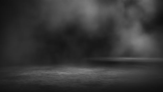 Empty dark abstract cement floor and studio room with smoke float up interior texture for display products wall background photo