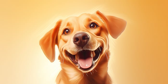 . . Happy cite smile dog frontal face frontal portrait. Animal pet food promotion marketing. Graphic Art photo