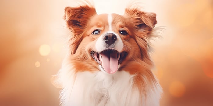 . . Happy cite smile dog frontal face frontal portrait. Animal pet food promotion marketing. Graphic Art photo