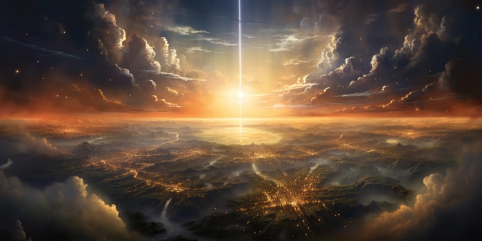 . . Nature outdoor wild sky between heaven and hell god religion scene. Graphic Art photo