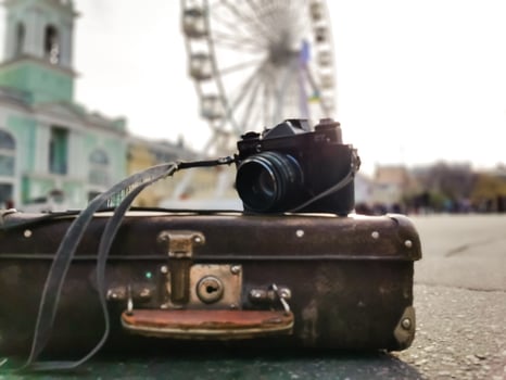 Vintage Retro Ferris Wheel travel suitcase photo