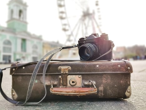 Vintage Retro Ferris Wheel travel suitcase photo