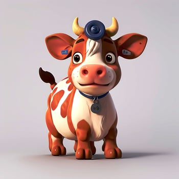 Super cute baby Cattle in 3D cartoon style photo AI gendered, 3D Animals photo