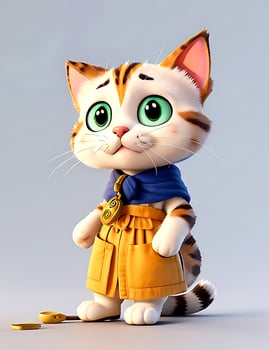 Super cute baby Cat in 3D cartoon style photo, 3D Animals AI gendered photo. photo