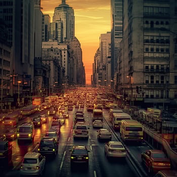 Night traffic. lots of car lights golden wallpaper and background. photo