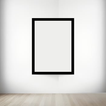 Portrait side Empty Frame Mockup in Living Room, Wall Decor Blank Frame in Modern Living Room, Minimalist Design, Gallery Wall empty frame brick background photo