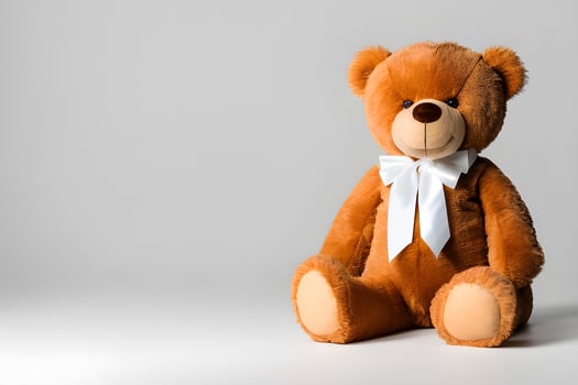 Teddy bear with autumn leaves. cute teddy bear photo