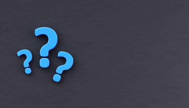 3d group of question marks on a black wall photo