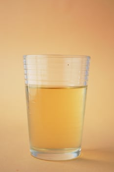 dirty glass of water on table photo