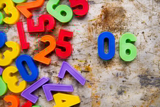 colorful plastic numbers on a white background photo