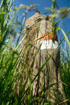 a sign on a rock photo