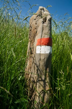 a sign on a rock photo