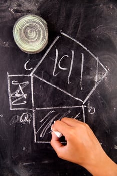 maths homework on blackboard photo