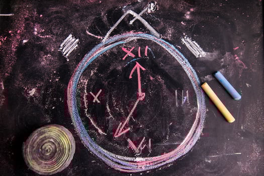a chalk drawing of a clock photo