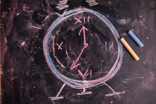 a chalk drawing of an alarm clock photo