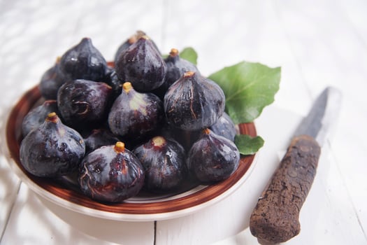 Plate of freshly picked black figsBlack fig photo