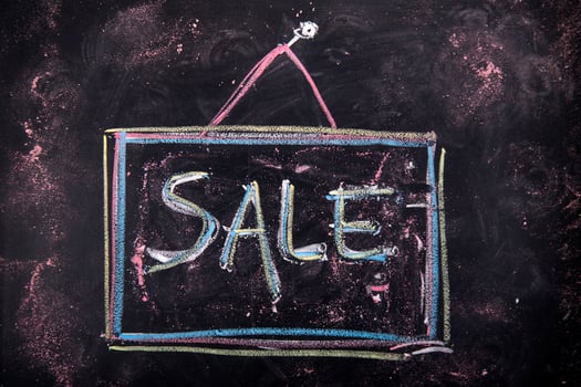 sale chalkboard on blackboard stock photo