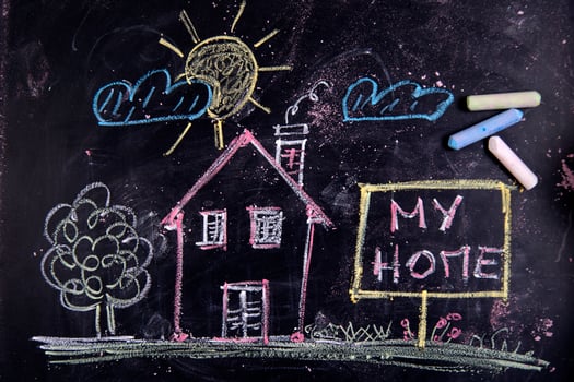 a chalkboard with the words my home written on it photo