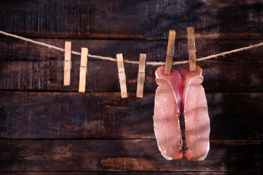 Smoked bacon hanging photo