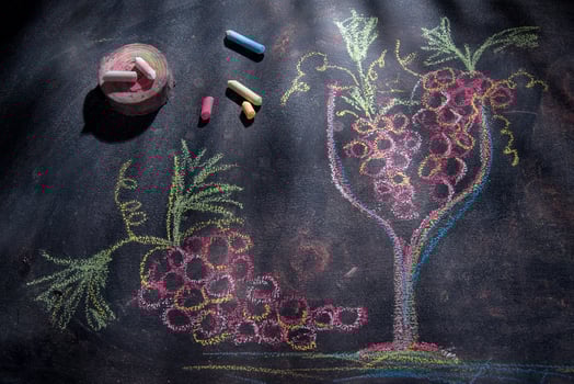 Glass with red grapes photo