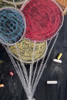 Drawing of colored balloons photo