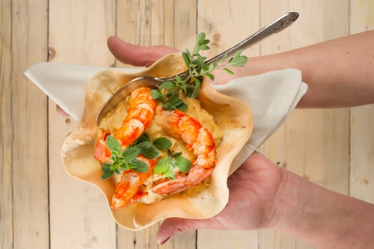 Chickpea and prawn cream photo