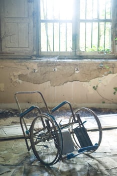 Remains of abandoned hospital photo
