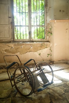 Remains of abandoned hospital photo