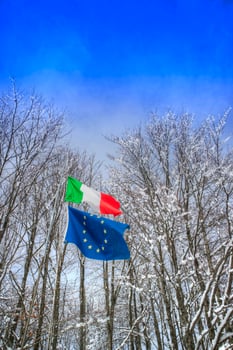Italian and European flags photo