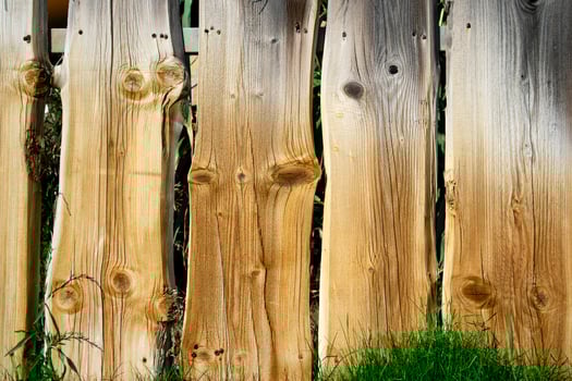 Fence made of wooden planks photo