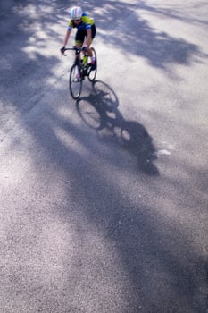The action during a cycling race photo